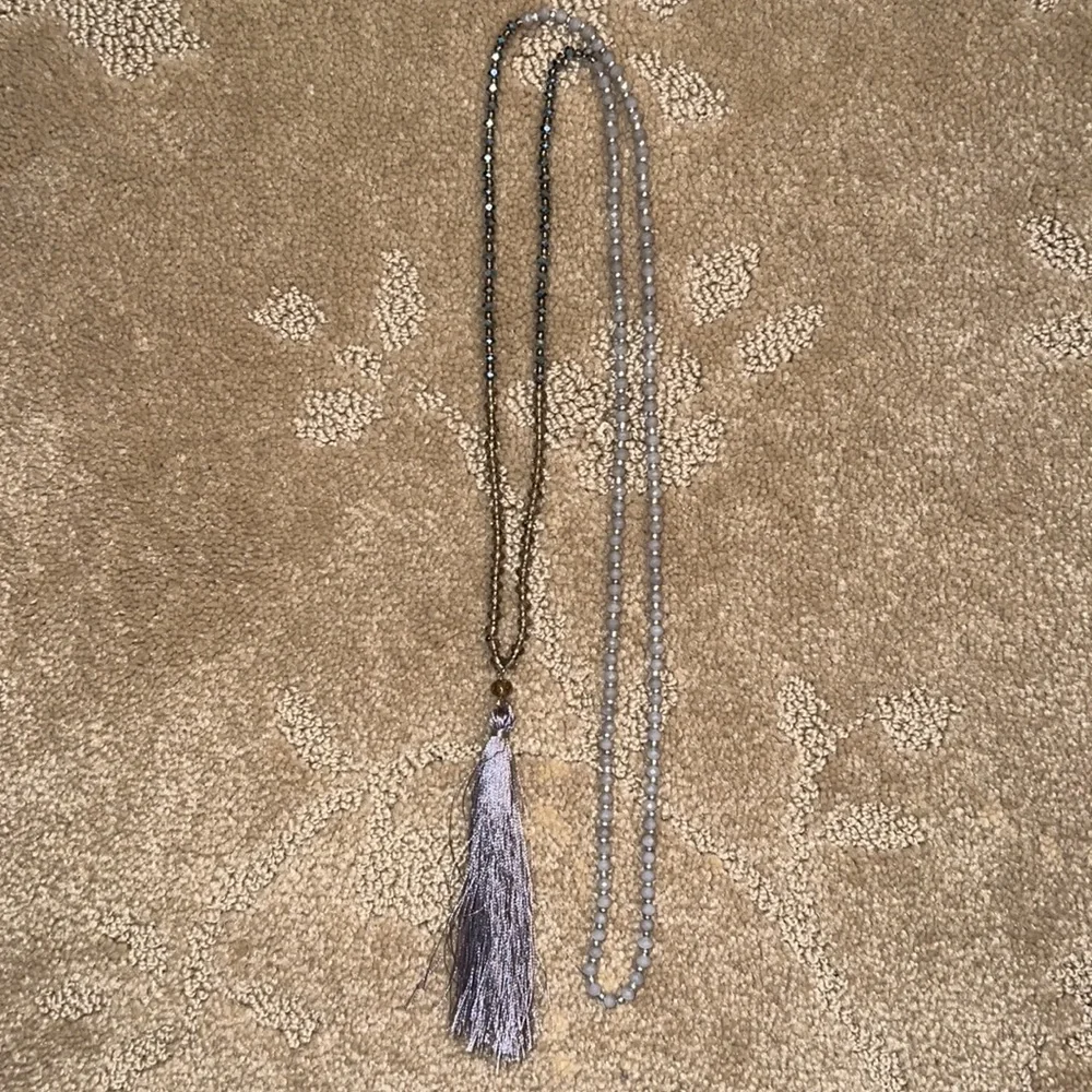 Long Beaded Tassel Necklace